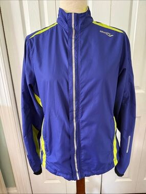 Saucony Womens Royal Blue Jacket with Neon Yellow Accents